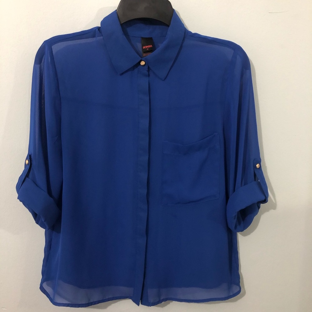 BONGO Blue Sheer Top